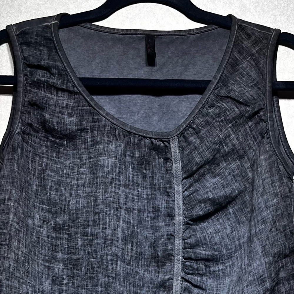 Inizio Gray Linen Sleeveless Shirt, Size Large - Picture 5 of 8
